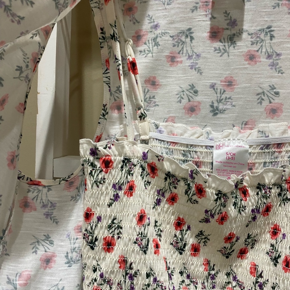 No Boundaries Floral 2PC Set Vest & Smocked Cami S 0233 - Picture 4 of 7